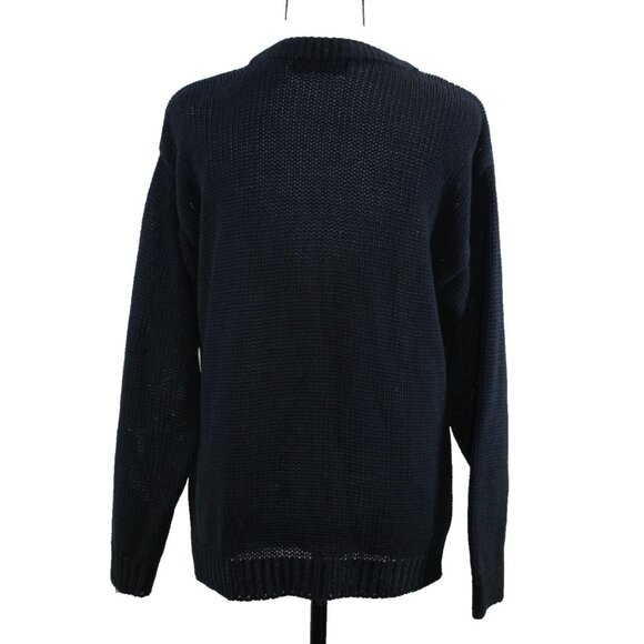 Vintage Native American Big Chief Head Crewneck Sweater Size M Chunky Knit Patch - Picture 2 of 7